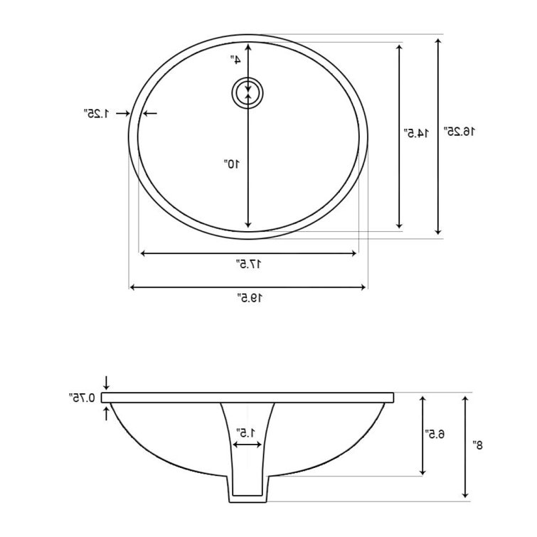 Plumbing N Parts 19.5'' Enamel Glaze Ceramic Oval Undermount Bathroom